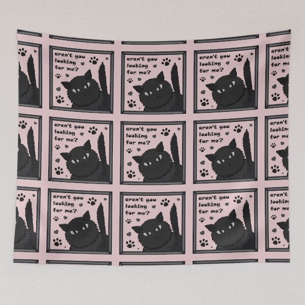 Item preview, Pattern with a frame with a cat and the inscription "Aren't you looking for me?" designed and sold by Cherevan.