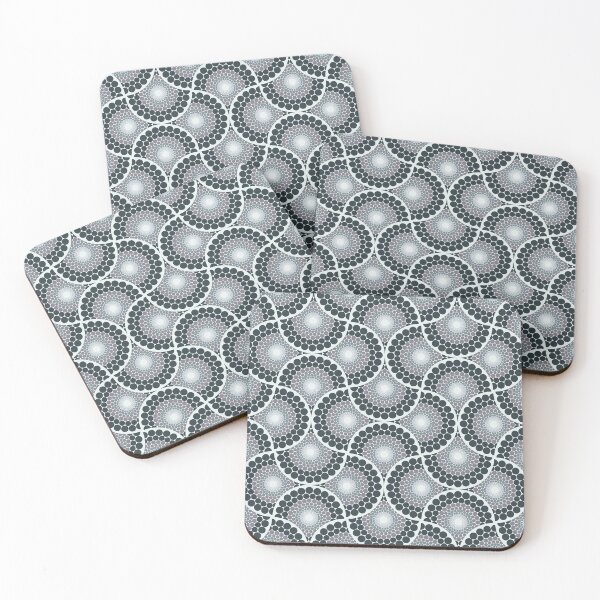 Item preview, Radiant Silver Smoke Dot Mandala Art Deco Fans designed and sold by Triplicate Limited.