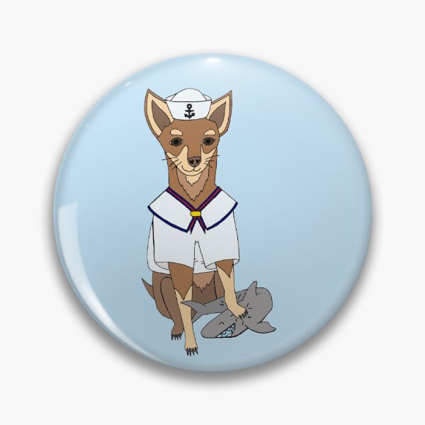 Item preview, Sailor Chihuahua with Toy Shark Die Cut designed and sold by JoyousArt4u.