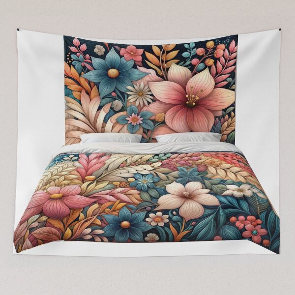 Item preview, Duvet covers with colorful floral bedding and tan flowers designed and sold by Ulykit.