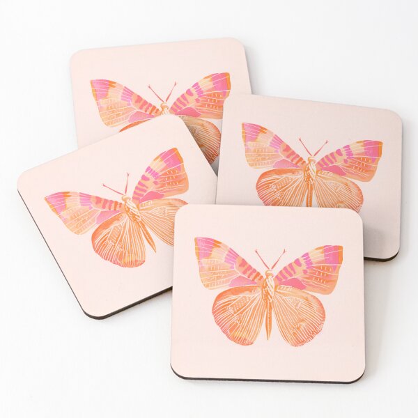 Item preview, Orange Butterfly Pink Tropical Animal Watercolor designed and sold by Gourmet Neko Art | .