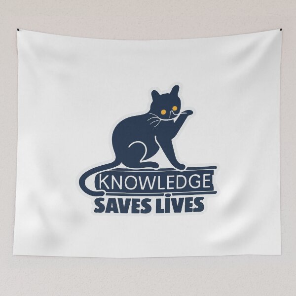Item preview, Knowledge Saves Lives Veterinary Cat and Book Design designed and sold by NiftyWrx.