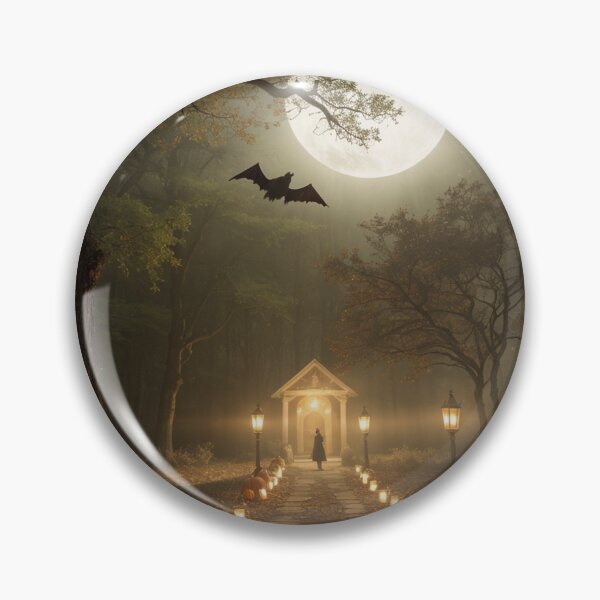 Artikelvorschau, Verzauberte unheimliche Figur unter dem vollen Halloweenmond entworfen und verkauft von EnchantedVista.