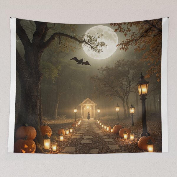 Item preview, Enchanted Eerie Figure Under Full Halloween Moon designed and sold by EnchantedVista.