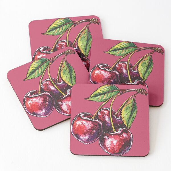 Item preview, Red Cherry Tree Fruit Hand Drawn Illustration Food designed and sold by meganohm.