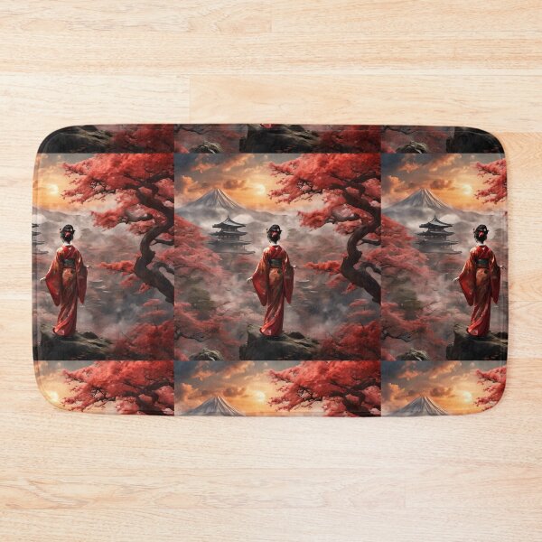 Item preview, Beautiful abstract geisha, kimono , in sunrise with flowers designed and sold by Coolparrotgirl.