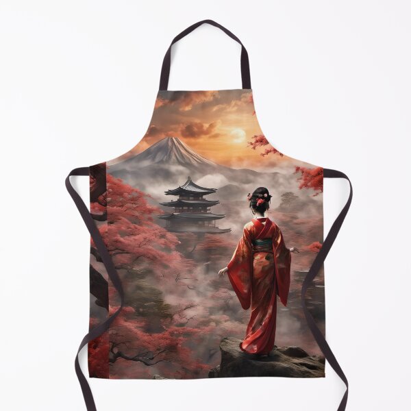 Item preview, Beautiful abstract geisha, kimono , in sunrise with flowers designed and sold by Coolparrotgirl.