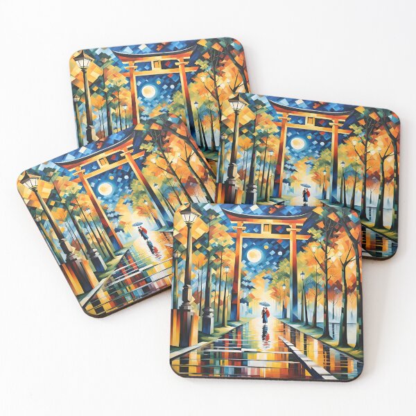 Item preview, Beautiful abstract geisha, kimono , in sunrise with flowers designed and sold by Coolparrotgirl.