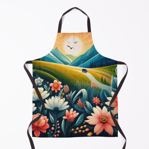 Item preview, The design is colorful with orange, pink and white flowers, with a mountainous and floral pattern. designed and sold by Ulykit.