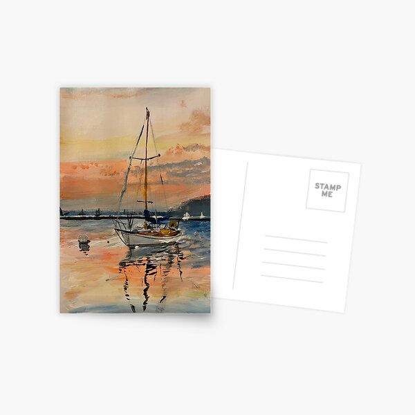 Item preview, A boat at sunset  designed and sold by Unlockeverydoor.