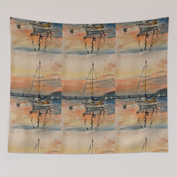 Item preview, A boat at sunset  designed and sold by Unlockeverydoor.