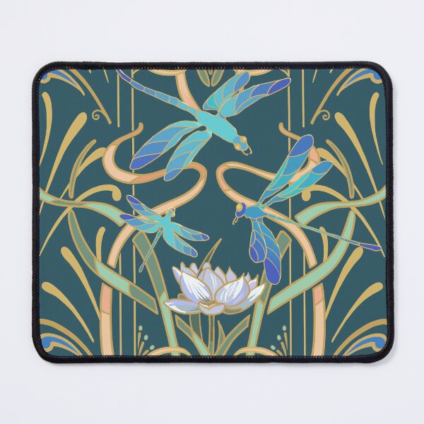 Item preview, Art Nouveau Dragonflies Pattern | Deep Cool Green designed and sold by L Diane Johnson.