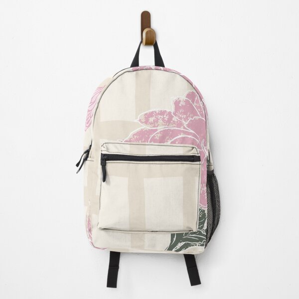 Item preview, Pink Dahlia & pink butterfly on beige gingham designed and sold by MissyWildflower.