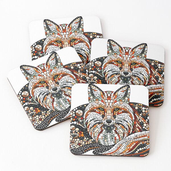 Item preview, Vibrant Mosaic Fox Art - Intricate Beaded Wildlife Design designed and sold by Studio70Nine.