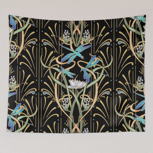Item preview, Art Nouveau Dragonflies Pattern | Black designed and sold by L Diane Johnson.