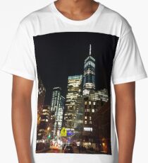 Building, Skyscraper, New York, Manhattan, Street, Pedestrians, Cars, Towers, morning, trees, subway, station, Spring, flowers, Brooklyn Long T-Shirt