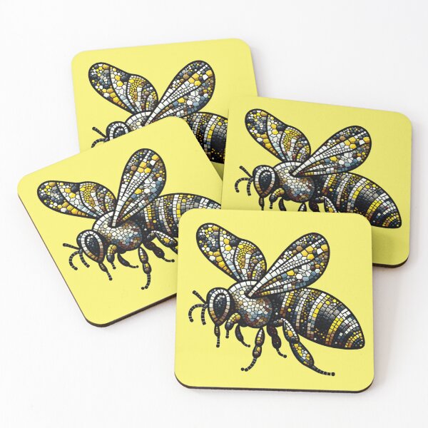 Item preview, Vibrant Mosaic Bee Art - Intricate Beaded Pollinator Design designed and sold by Studio70Nine.