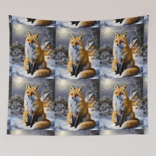 Item preview, Fox Portrait. Winter fox, vintage fox, fox painting, Rembrandt van Rijnstyle designed and sold by FoxVibes.