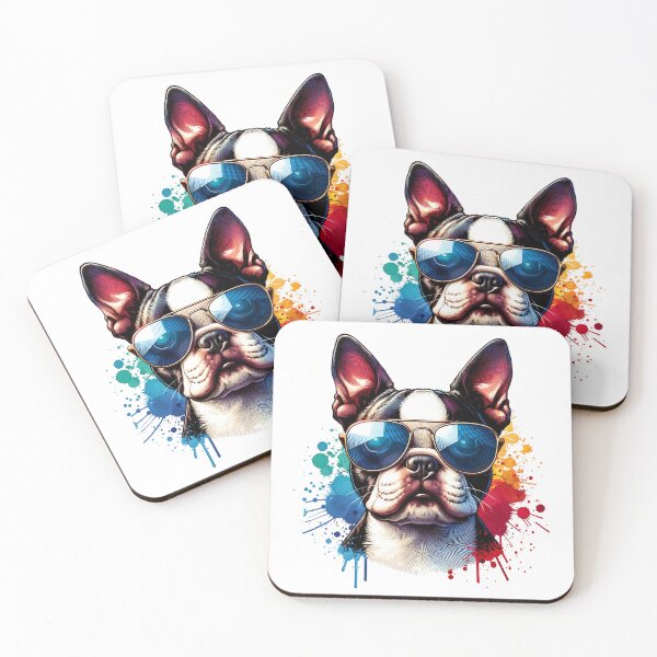 Item preview, Watercolor Boston Terrier Wearing Sunglasses designed and sold by TheAnimalZ00.