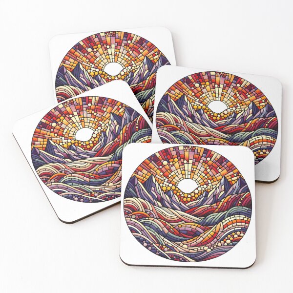 Item preview, Radiant Mosaic Mountain Sunrise - Vibrant Circular Art designed and sold by Studio70Nine.