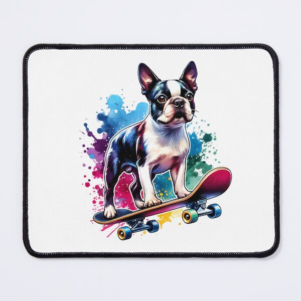 Item preview, Watercolor Boston Terrier Skateboarding designed and sold by TheAnimalZ00.