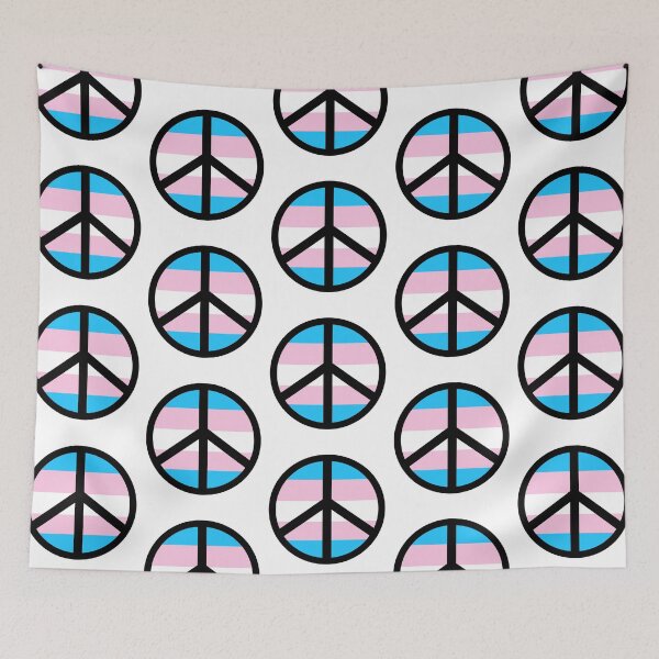 Item preview, Pink and blue flag peace sign  designed and sold by Rachel the Artist .