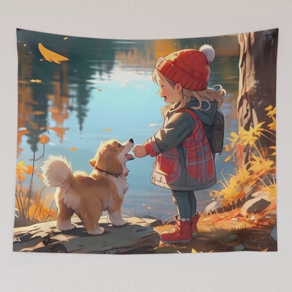 Item preview, Little girl and her dog in autumn Canada designed and sold by Astralia.