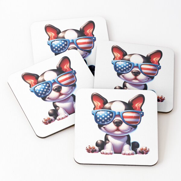Item preview, Boston Terrier Wearing American Flag Sunglasses designed and sold by TheAnimalZ00.