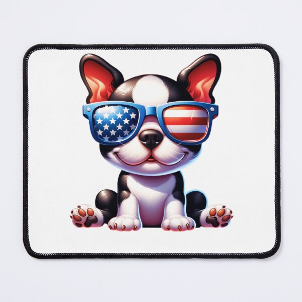 Item preview, Boston Terrier Wearing American Flag Sunglasses designed and sold by TheAnimalZ00.