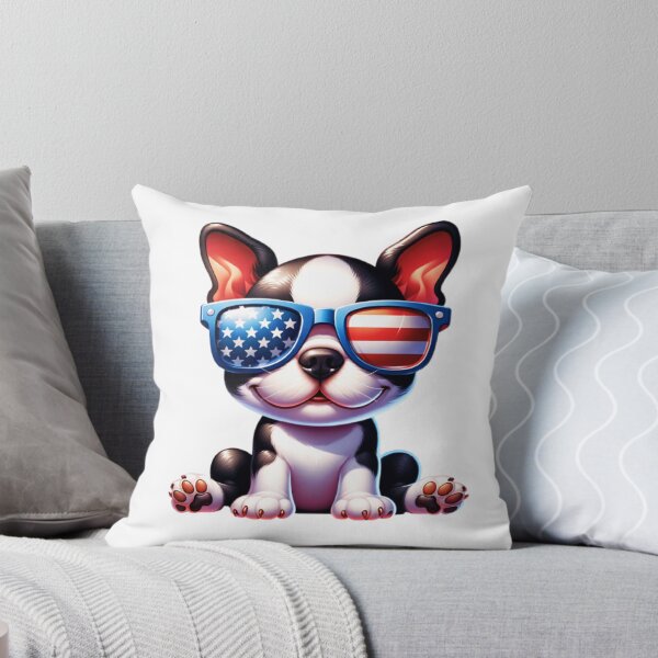 Item preview, Boston Terrier Wearing American Flag Sunglasses designed and sold by TheAnimalZ00.