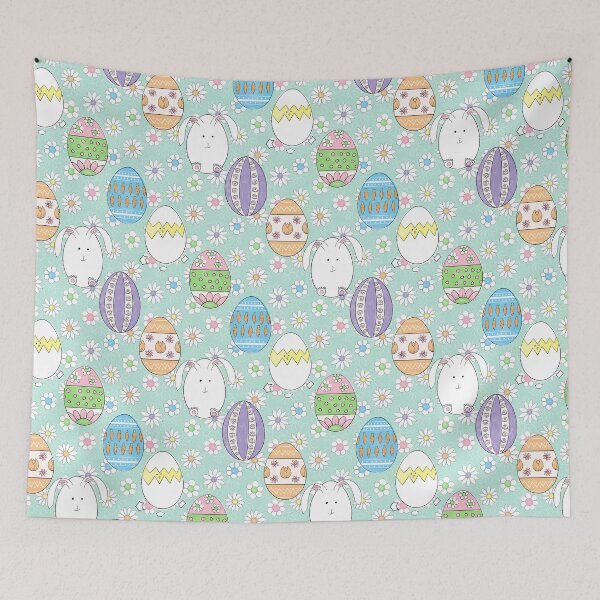 Item preview, Easter Bunny Easter Eggs Blue designed and sold by WickedRefined - Nicole Demereckis.