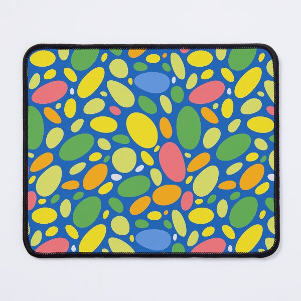 Item preview, Yellow Colorful Bean Pebbles on Blue Abstract Pattern  designed and sold by patternsoup.