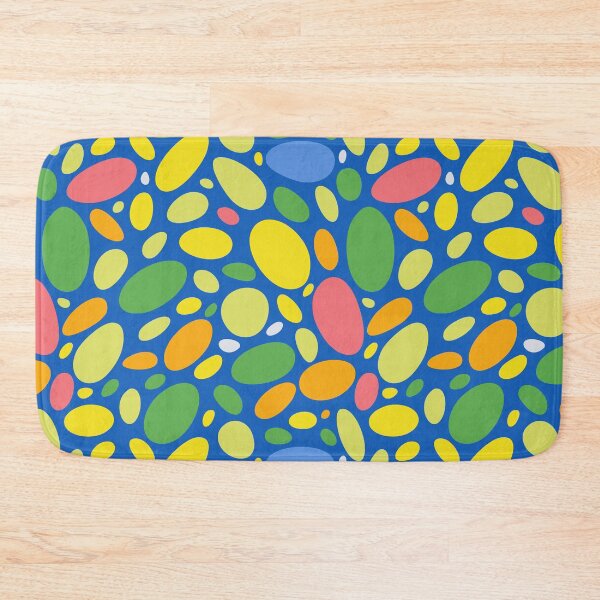 Item preview, Yellow Colorful Bean Pebbles on Blue Abstract Pattern  designed and sold by patternsoup.