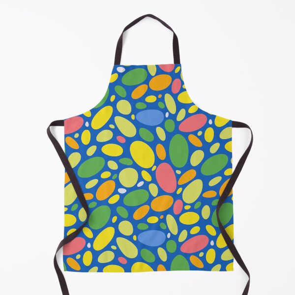 Item preview, Yellow Colorful Bean Pebbles on Blue Abstract Pattern designed and sold by patternsoup.