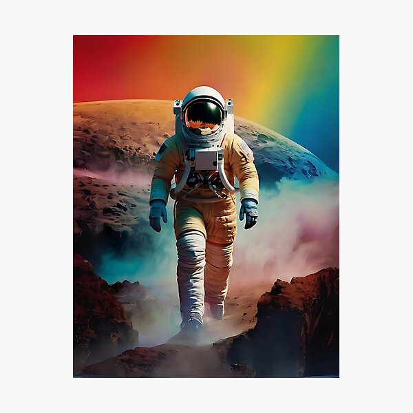 Item preview, Atsronautar Surreal Rainbow-Coloured Landscape Art designed and sold by Obsidian Ink by Wilshire.