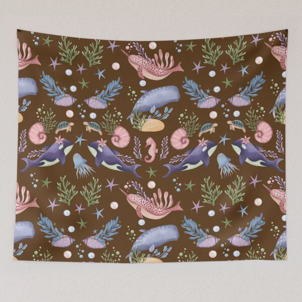 Item preview, Orca the toothed whale seamless pattern designed and sold by pinkyfish1010.
