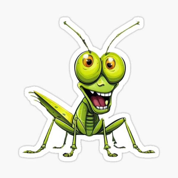 Item preview, Cute Big Eyed Green Grasshopper Cartoon designed and sold by HollywoodInked.