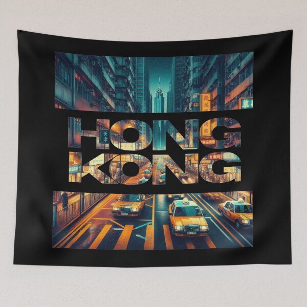 Item preview, Hong Kong busy road with yellow taxi cabs designed and sold by coloursforkids.