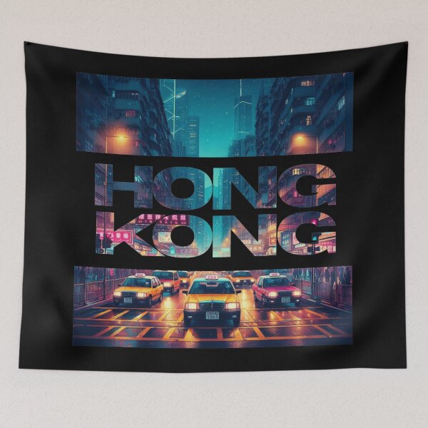 Item preview, Hong Kong busy road with yellow taxi cabs v.2. designed and sold by coloursforkids.