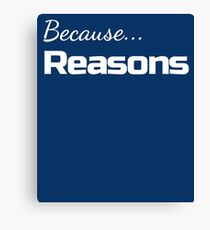 Because Reasons Sarcastic Meme Design Canvas Print