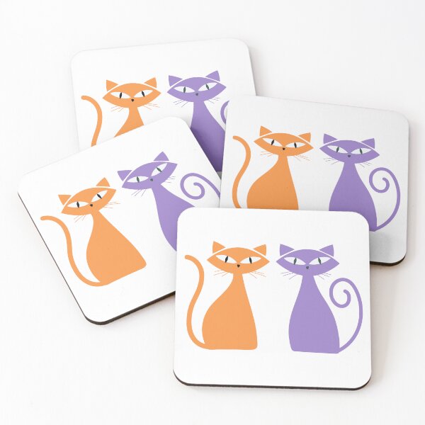Item preview, Orange and Purple Mid Century Modern Cats designed and sold by CreativeCanvas8.