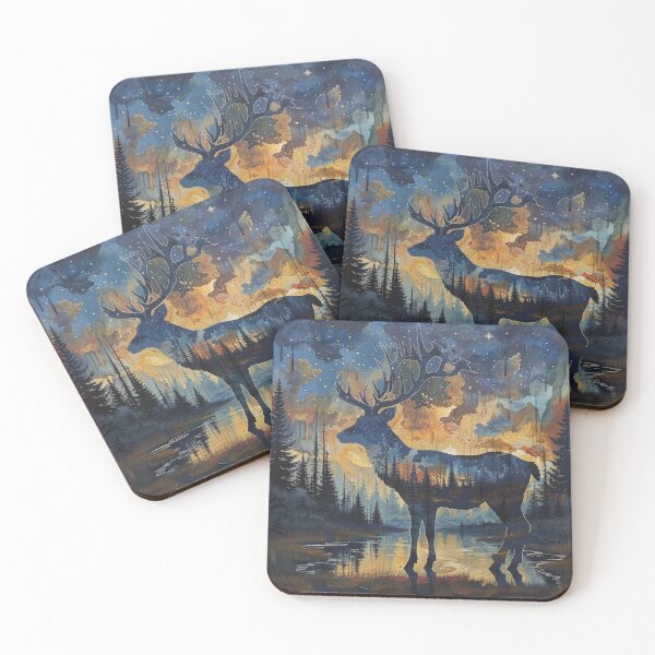 Item preview, Silhouette Deer Northern Lights  designed and sold by Myra365Art.