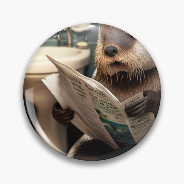 Item preview, Otter Sitting on the Toilet Reading a Newspaper designed and sold by RobertoGreen.