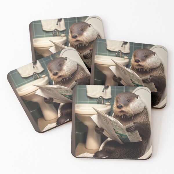 Item preview, Otter Sitting on the Toilet Reading a Newspaper designed and sold by RobertoGreen.