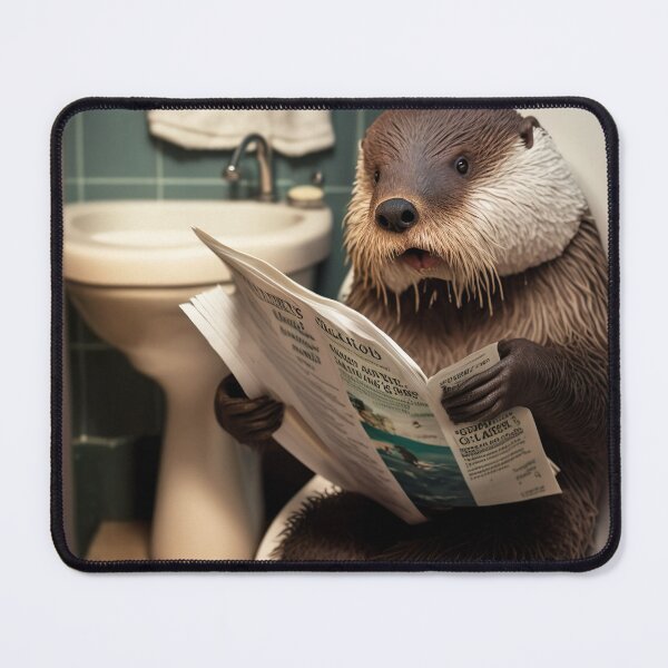 Item preview, Otter Sitting on the Toilet Reading a Newspaper designed and sold by RobertoGreen.