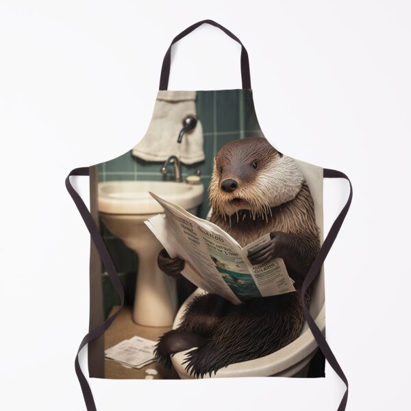 Item preview, Otter Sitting on the Toilet Reading a Newspaper designed and sold by RobertoGreen.
