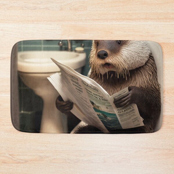 Item preview, Otter Sitting on the Toilet Reading a Newspaper designed and sold by RobertoGreen.