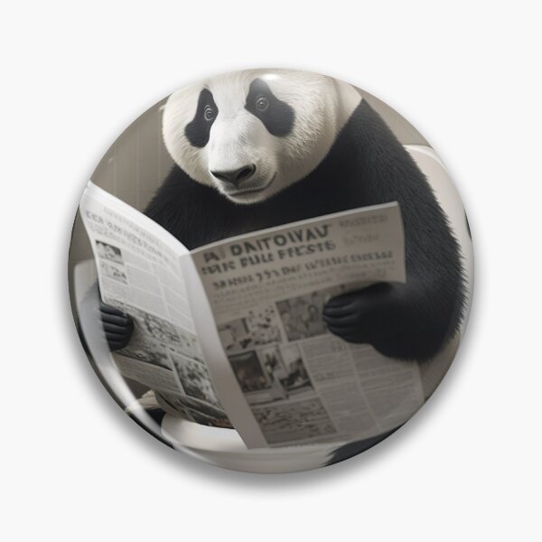 Item preview, Panda Sitting on the Toilet Reading a Newspaper designed and sold by RobertoGreen.