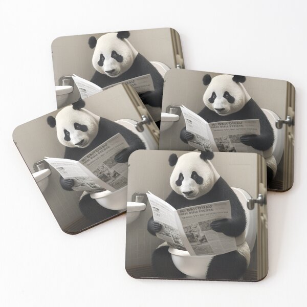 Item preview, Panda Sitting on the Toilet Reading a Newspaper designed and sold by RobertoGreen.