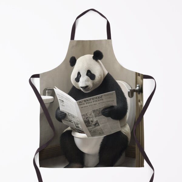 Item preview, Panda Sitting on the Toilet Reading a Newspaper designed and sold by RobertoGreen.